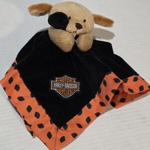 Harley Davidson Cuddle Baby Child  Lovey Orange Black Puppy  Dog